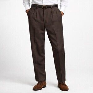 Tommy Bahama Pants Men’s Size 35x30 100% Silk Brown Pleated Classic
